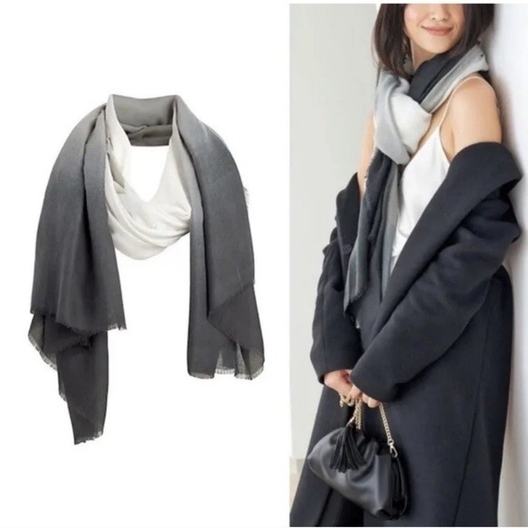 Cushnie Carly Scarf Gray Horizon Ombré Print One Size NEW - Picture 1 of 10